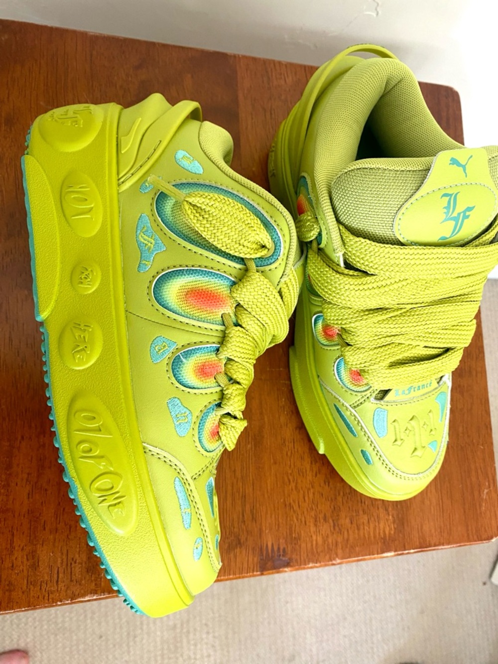 PUMA x LaMelo Ball LaFrancé "Heatmap" Kid’s (Grade School) Size 5 Sneakers Green - Picture 9 of 12